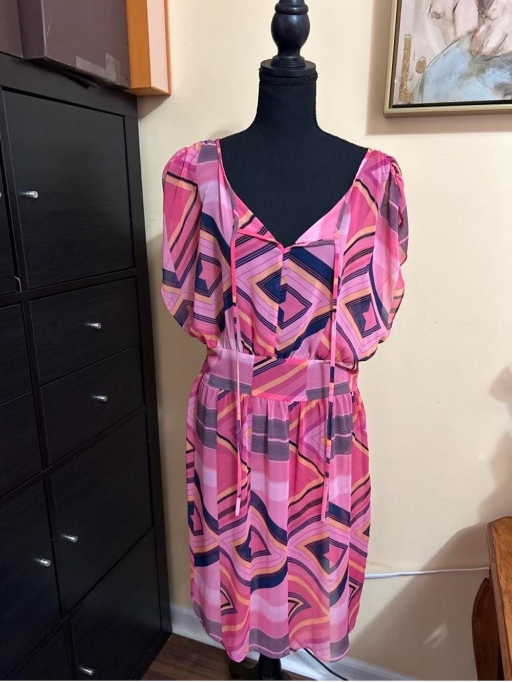 Laundry by Design Pink Geometric Midi Dress